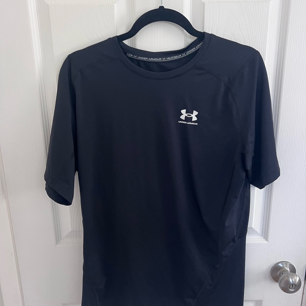 Under Armour Black Short-Sleeve Tech Tee with White Logo